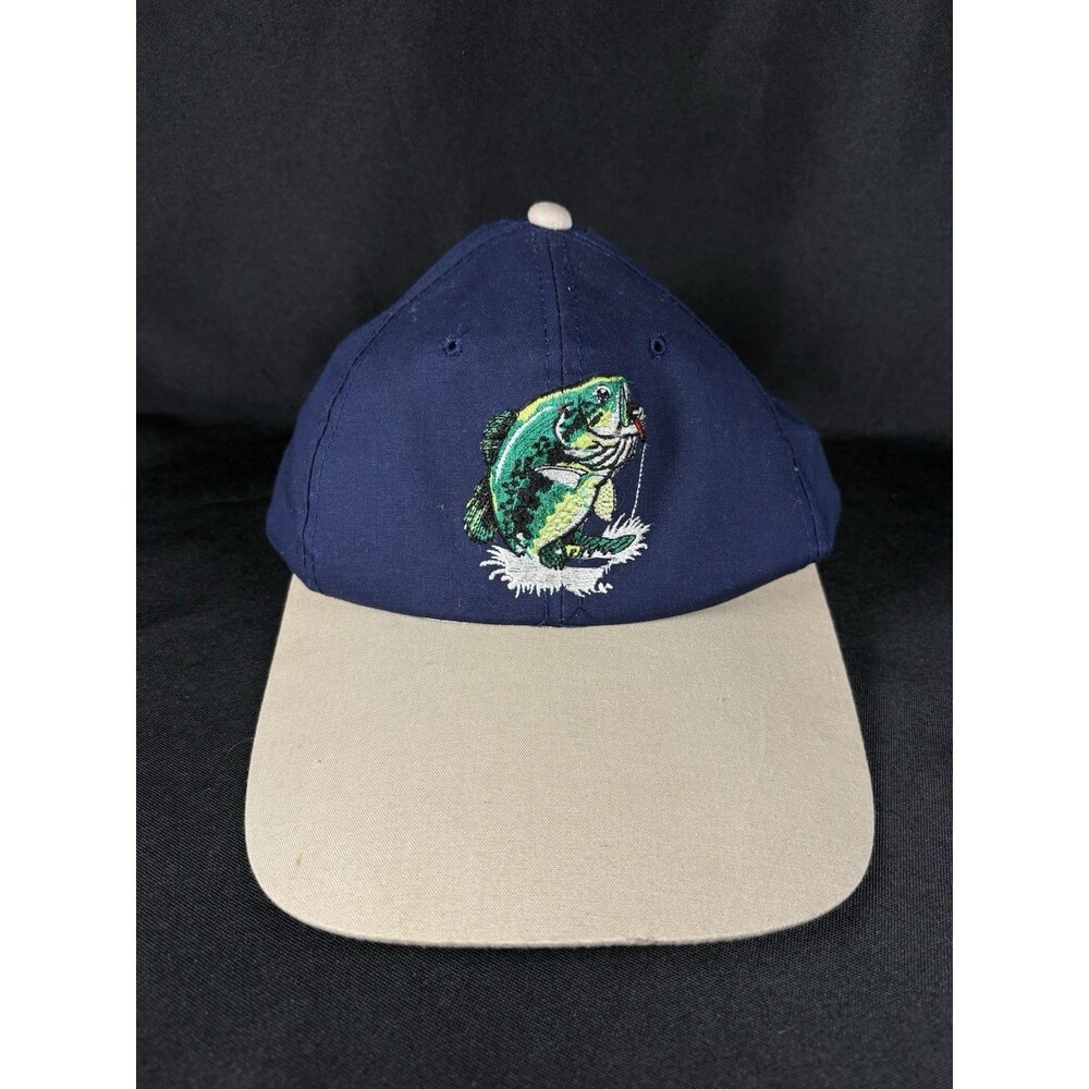 Vintage BASS FISHING FISHER SnapBack Hat Cap FISHERMAN ANGLER YOUNG AN LONG BILL